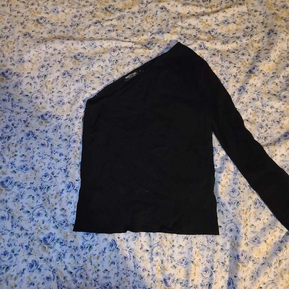 Nasty Gal Black One-Shoulder Top